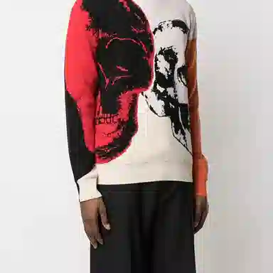 Alexander McQueen FW21 Skull Crewneck Sweater White