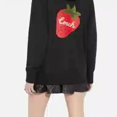 COACH SS23 Strawberry Logo Hoodie Black