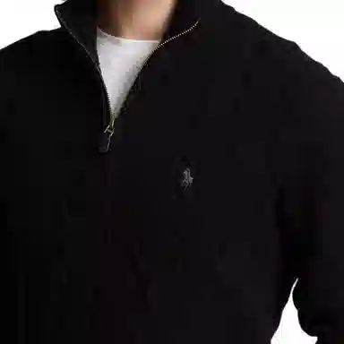 Polo Ralph Lauren Half-Zip Cable Knit Sweater Black