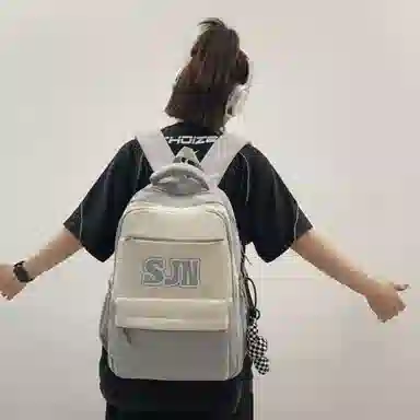 醇龙 高中潮流高颜值中小学生 尼龙 双肩包 男女同款情侣款 黑色/绿色/蓝色/灰色/红色