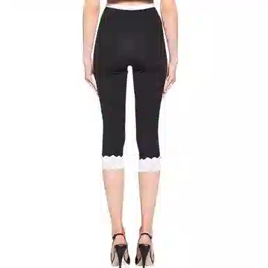 Miu Miu 3/4 Lace Detail Pants Black