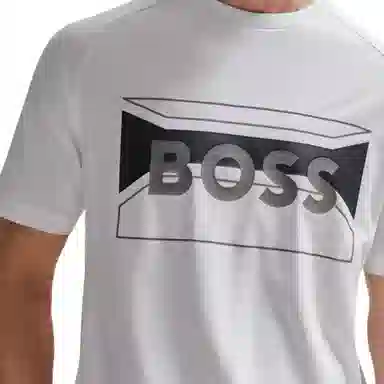 HUGO BOSS Cotton-Blend Regular-Fit T-Shirt With Logo Artwork T