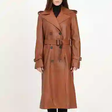 MaxMara Double-Breasted Belted Coat Brown