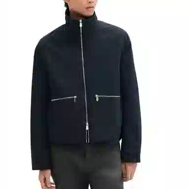 Hermes Detachable Hood Zip Jacket Navy