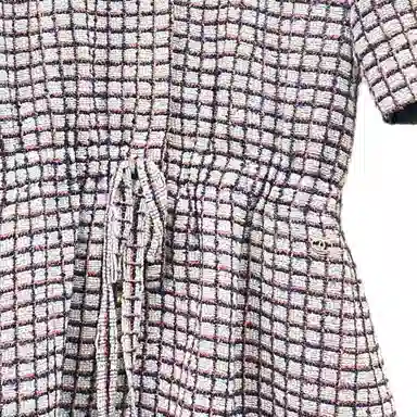 CHANEL 19P Plaid Lace-Up Dress Pink