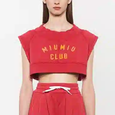 Miu Miu SS21 Red Sleeveless Crop Top