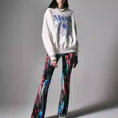 MARDI MERCREDI SS25 SWEATSHIRT FLOWERMARDI WHITE VIVIDBLUE