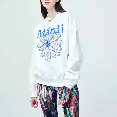 MARDI MERCREDI SS25 SWEATSHIRT FLOWERMARDI WHITE VIVIDBLUE