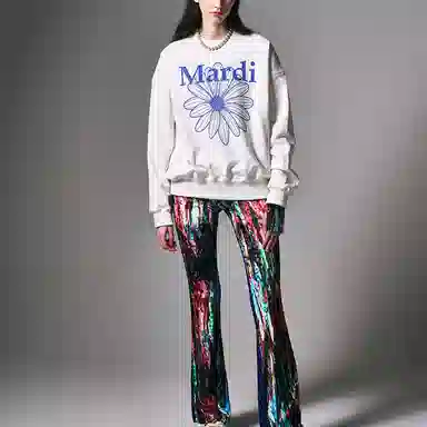 MARDI MERCREDI SS25 SWEATSHIRT FLOWERMARDI WHITE VIVIDBLUE