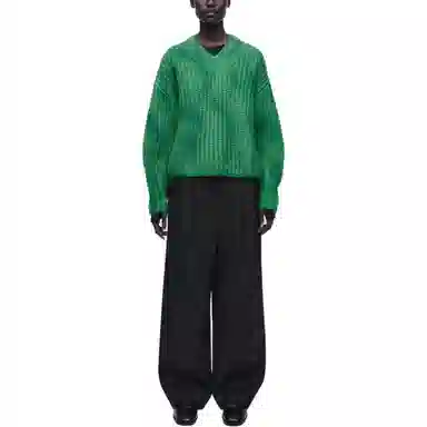 COS V-Neck Relaxed Sweater Green