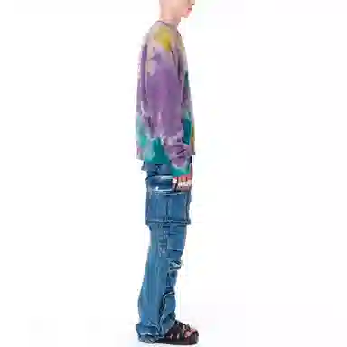 WE11DONE SS22 Logo Tie-Dye Sweater Purple
