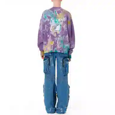 WE11DONE SS22 Logo Tie-Dye Sweater Purple