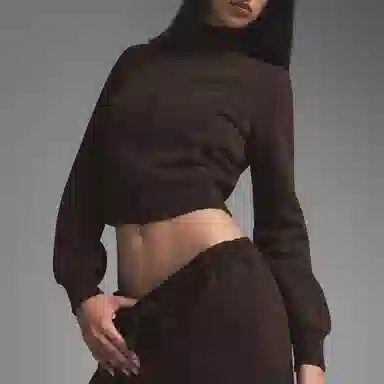 SKIMS SS25 Boyfriend Fleece Track Jacket Espresso