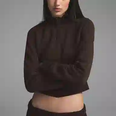 SKIMS SS25 Boyfriend Fleece Track Jacket Espresso