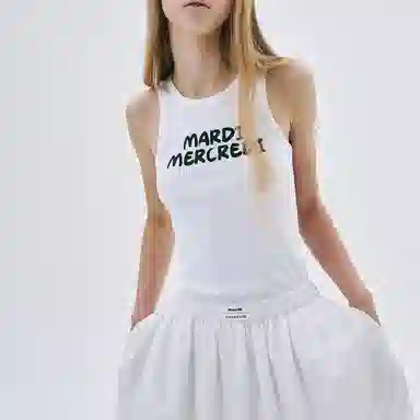 MARDI MERCREDI SS25 TANK RACER BRUSH LOGO_WHITE BLACK