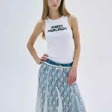 MARDI MERCREDI SS25 TANK RACER BRUSH LOGO_WHITE BLACK