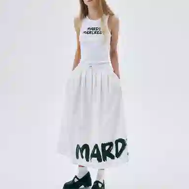 MARDI MERCREDI SS25 TANK RACER BRUSH LOGO_WHITE BLACK