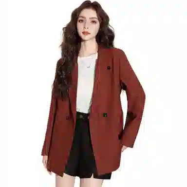 法文箱子 纯色简约双排扣西装 女款