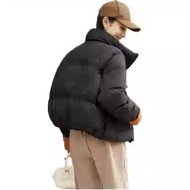 鸭鸭 拼色立领保暖百搭短款长袖羽绒服 女款