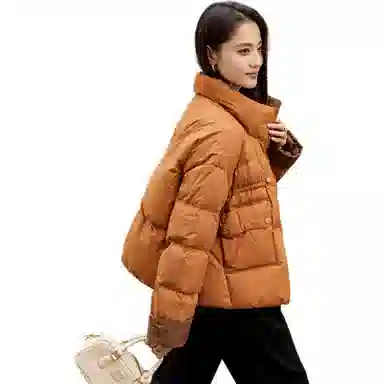 鸭鸭 拼色立领保暖百搭短款长袖羽绒服 女款