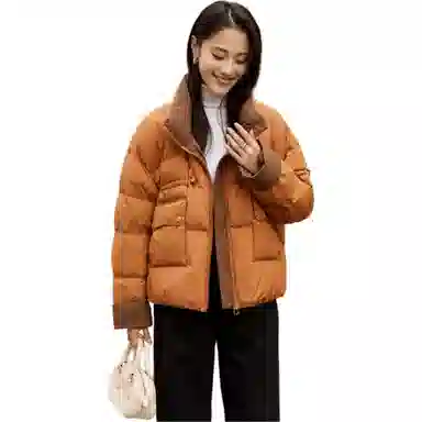 鸭鸭 拼色立领保暖百搭短款长袖羽绒服 女款