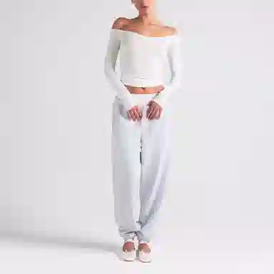 SKIMS SOFT LOUNGE OFF THE SHOULDER TOP T MARBLE