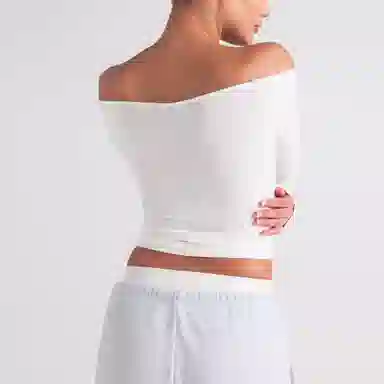 SKIMS SOFT LOUNGE OFF THE SHOULDER TOP T MARBLE