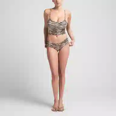 SKIMS Signature Swim Cami Top Champagne Tiger Print