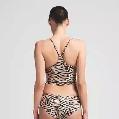 SKIMS Signature Swim Cami Top Champagne Tiger Print