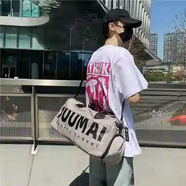 行途 短途旅行包大容量出差旅游便携包手提行李包干湿分离潮 尼龙 健身包 中号 男女同款情侣款 粉色/红色/绿色/卡其色/黑色