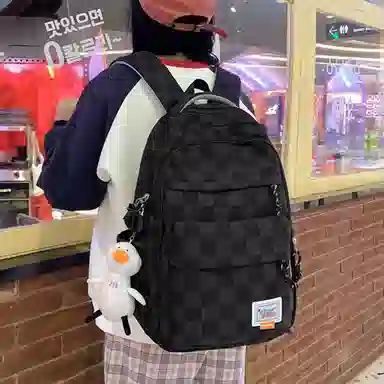 恒源祥 文艺风格子简约 尼龙 双肩包 男女同款情侣款 多色