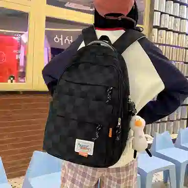 恒源祥 文艺风格子简约 尼龙 双肩包 男女同款情侣款 多色