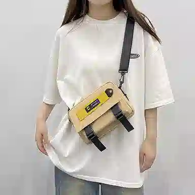 彤彤兔 百搭时尚潮流 尼龙 单肩包 男女同款情侣款 黑色/白色/卡其色