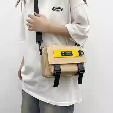 彤彤兔 百搭时尚潮流 尼龙 单肩包 男女同款情侣款 黑色/白色/卡其色