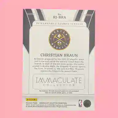 PANINI 2022-23 immaculate rc 8599