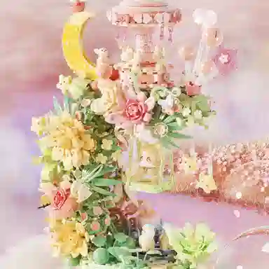 一合鸽 花颜月下小颗粒益智玩具  拼装模型