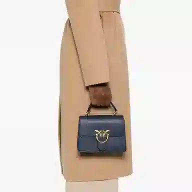 PINKO Mini Leather Shoulder Bag Blue