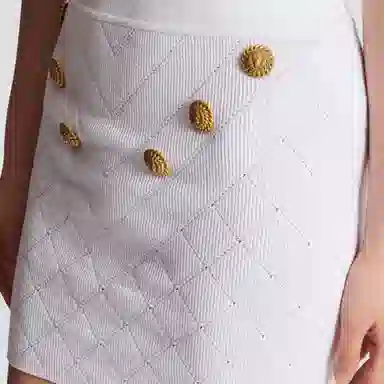 BALMAIN 6-Button Knit Skirt