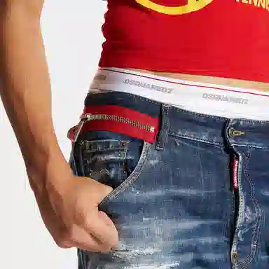 DSQUARED2 Navy Distressed Zipper Jeans