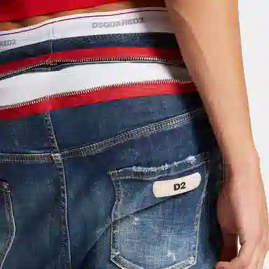 DSQUARED2 Navy Distressed Zipper Jeans