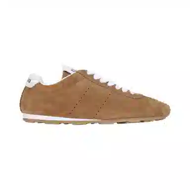 Miu Miu Plume Suede Low Sneakers Brown