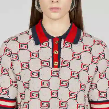 Gucci SS23 Logo Jacquard Polo Red