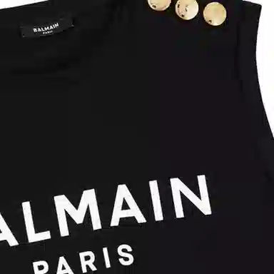 Balmain Sleeveless Logo T-Shirt Black