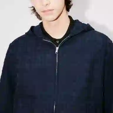 KENZO SS25 Cotton Jacquard Hoodie Jacket Blue Black