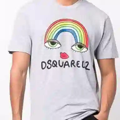 DSQUARED2 SS22 Rainbow Print Tee