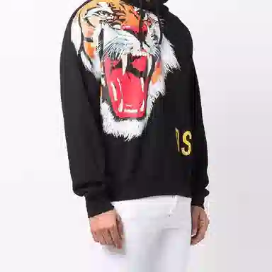 DSQUARED2 Tiger Print Hoodie Black