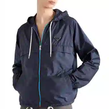 Prada Sport Short Hooded Jacket Blue
