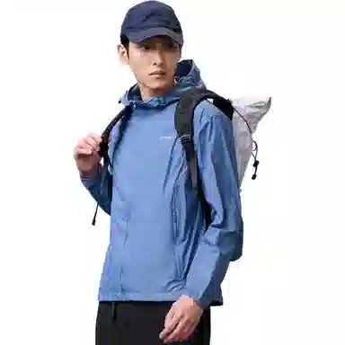 探路者 城市户外系列 纯色拉链连帽百搭 透气速干防紫外线防晒服 男款 丹宁蓝