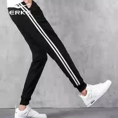 鸿星尔克 舒适百搭简约纯色休闲裤 男款 黑色