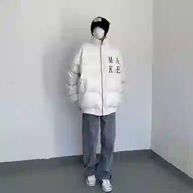 玉儿恋 高街刺绣棉袄加厚外套宽松立领棉服 男款